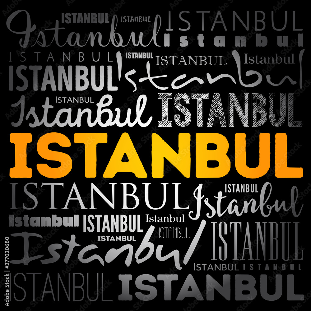 Istanbul wallpaper word cloud, travel concept background