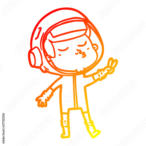 warm gradient line drawing cartoon confident astronaut