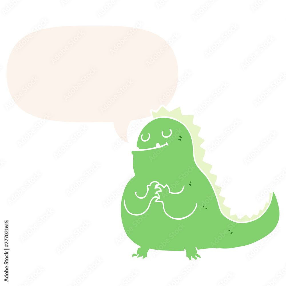 cartoon dinosaur and speech bubble in retro style cartoon dinosaur and speech bubble in retro style