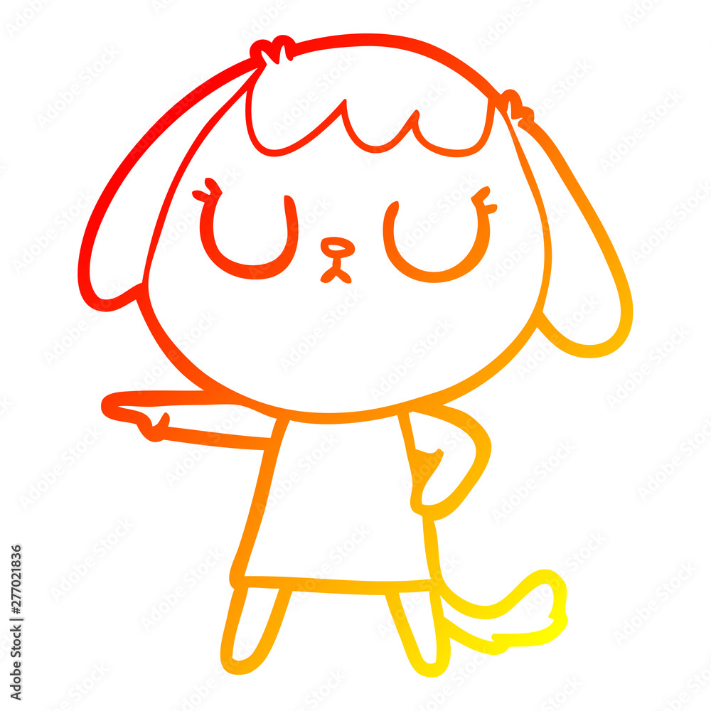 Obraz premium warm gradient line drawing cute cartoon dog