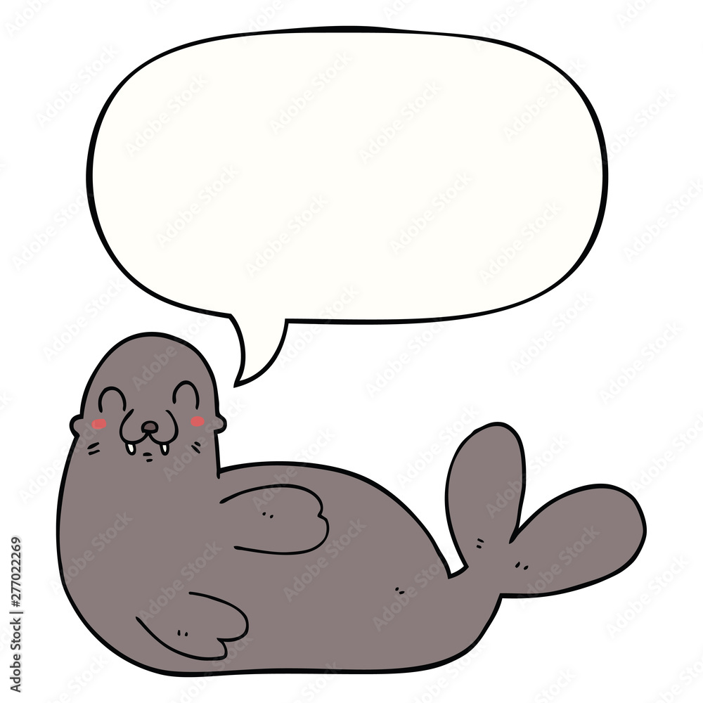 cartoon seal and speech bubble cartoon seal and speech bubble