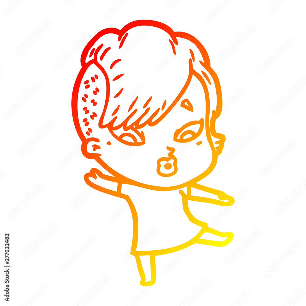 warm gradient line drawing cartoon surprised girl warm gradient line drawing cartoon surprised girl