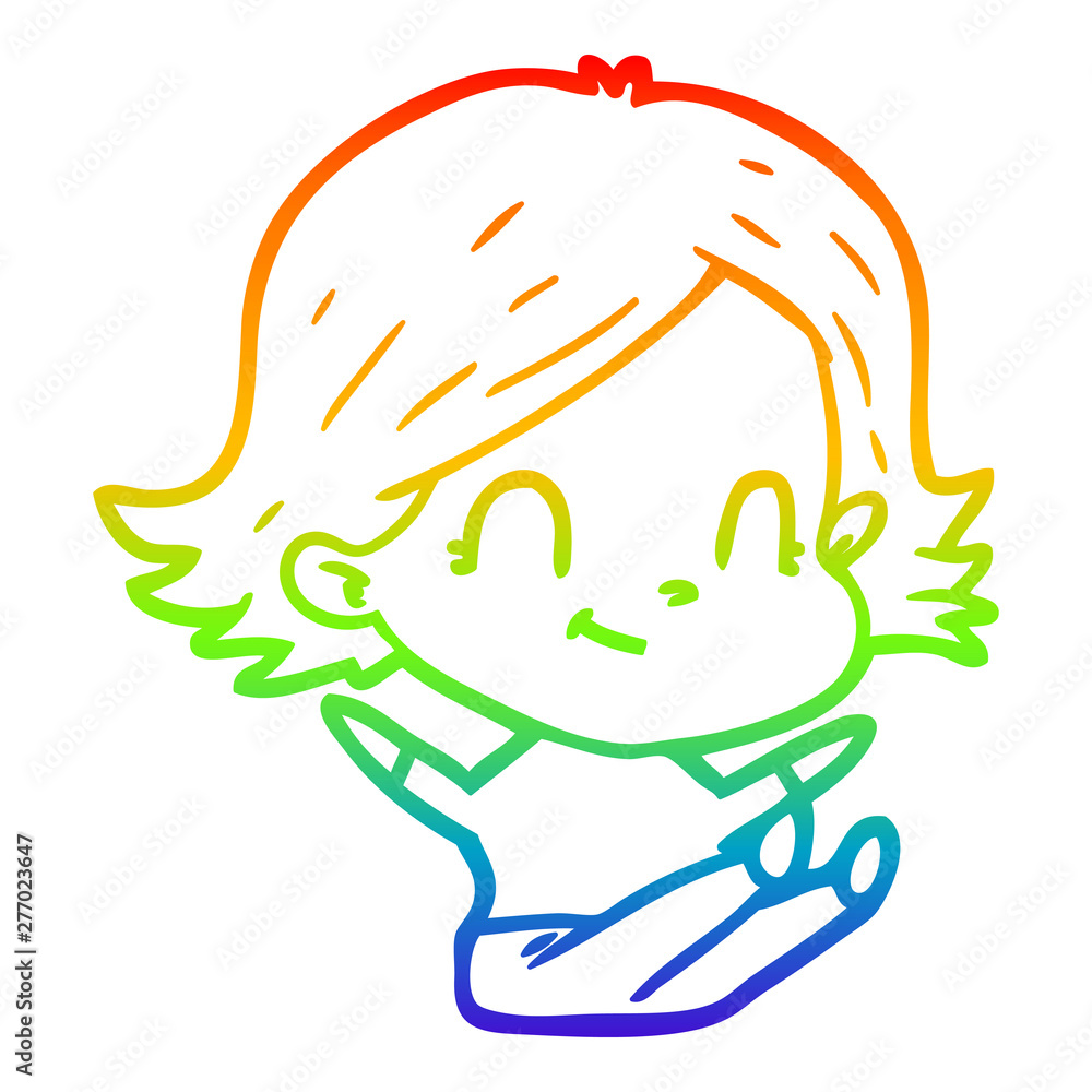 rainbow gradient line drawing cartoon friendly girl rainbow gradient line drawing cartoon friendly girl