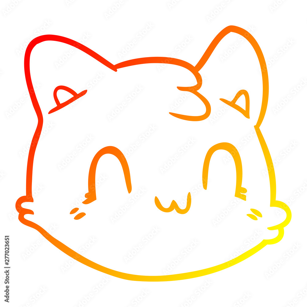 Obraz premium warm gradient line drawing cartoon cat face