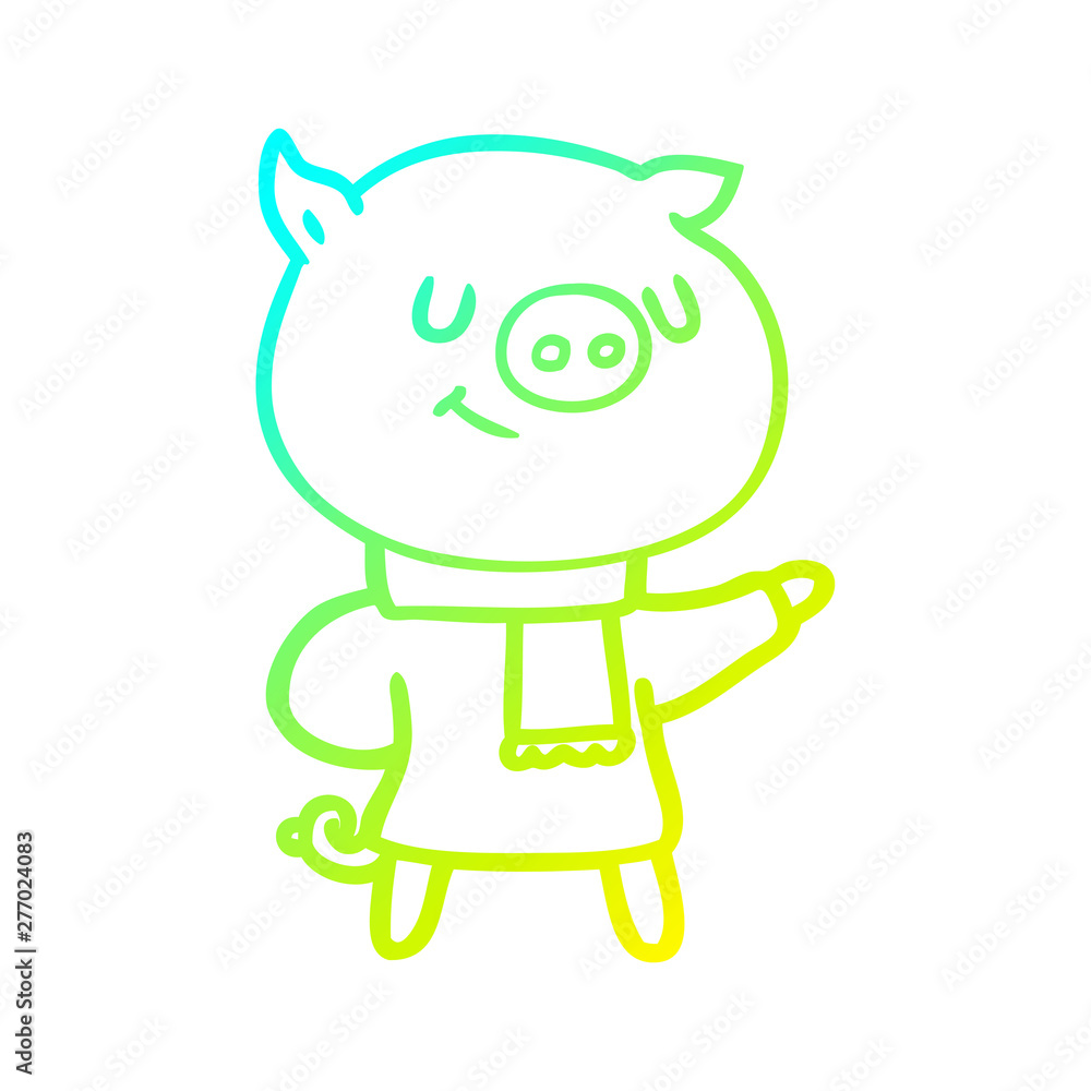 cold gradient line drawing happy cartoon pig cold gradient line drawing happy cartoon pig