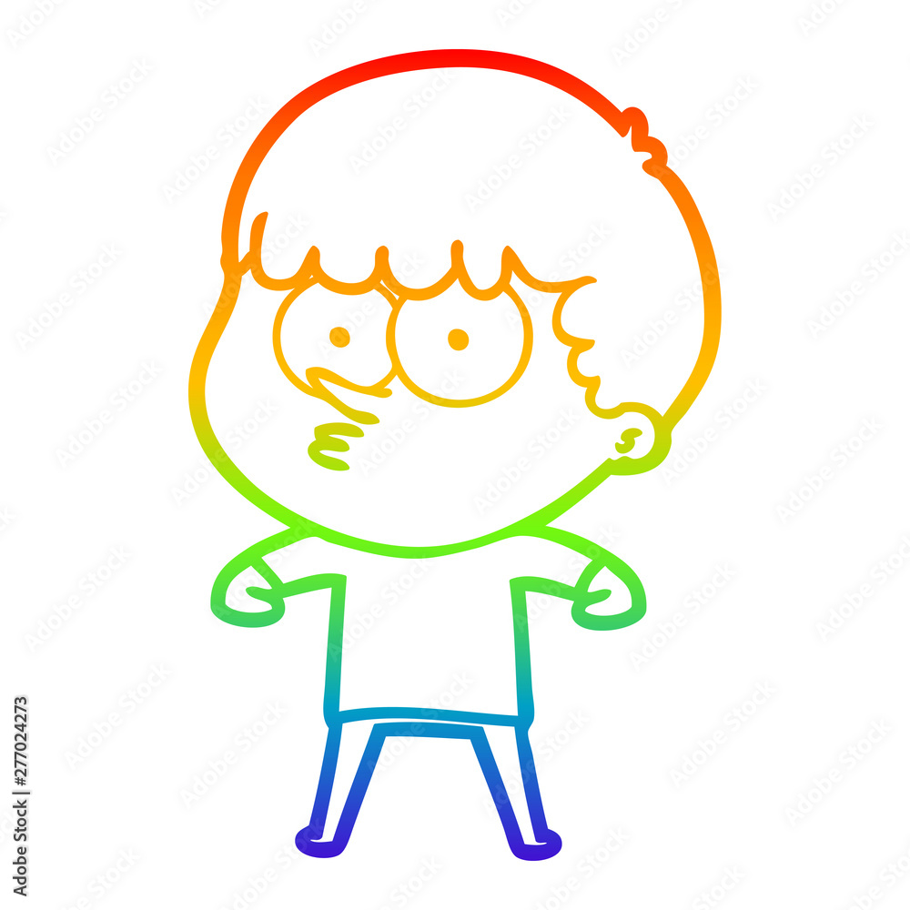 rainbow gradient line drawing cartoon curious boy rainbow gradient line drawing cartoon curious boy