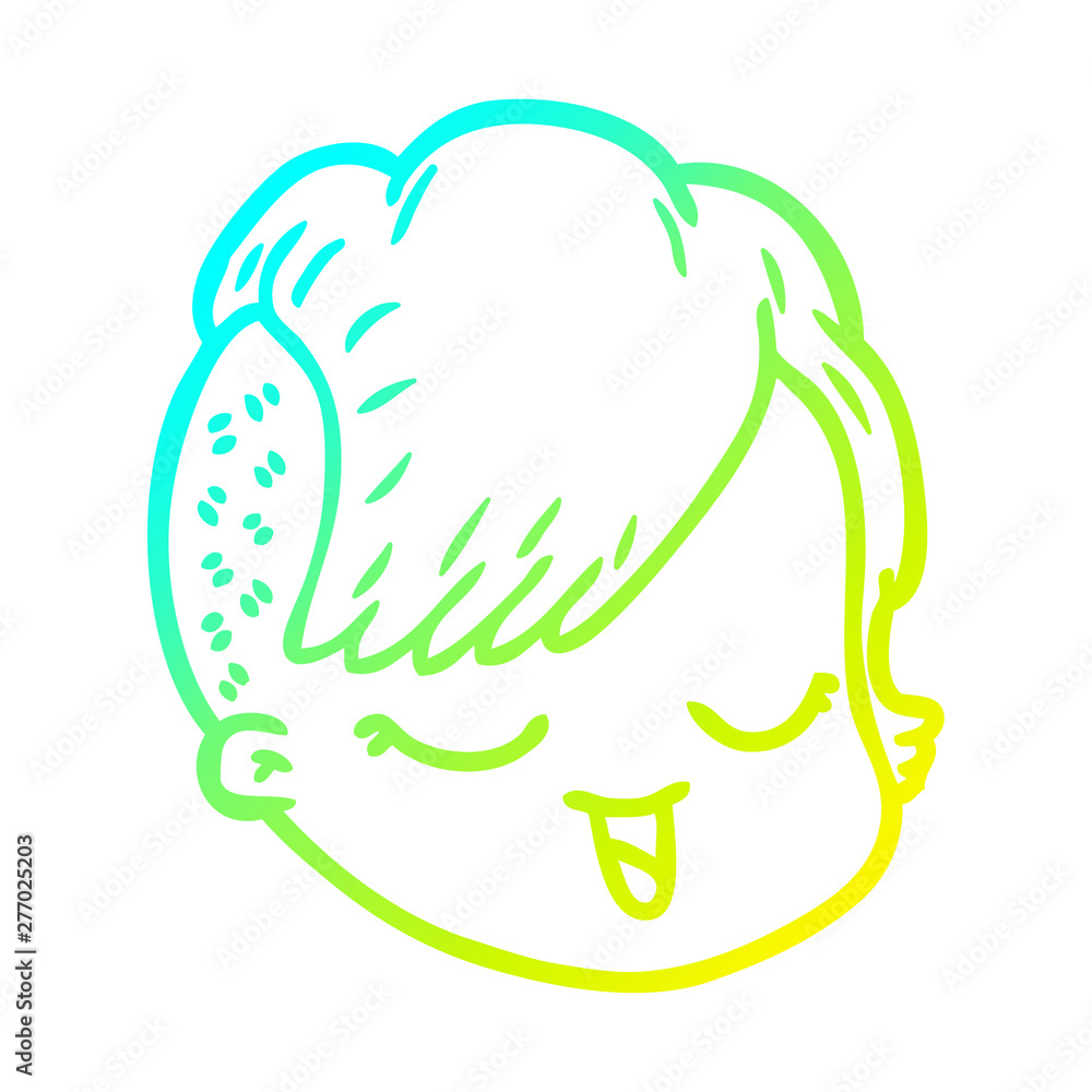 cold gradient line drawing cartoon female face cold gradient line drawing cartoon female face