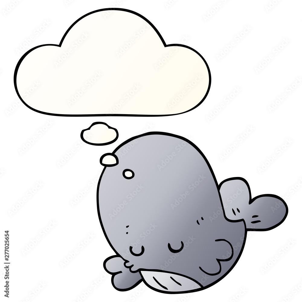 cartoon whale and thought bubble in smooth gradient style cartoon whale and thought bubble in smooth gradient style