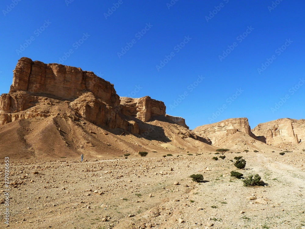 Rock escarpments on the edge of the Triassic and Jurassic sedimentary outcrops west of Riyadh