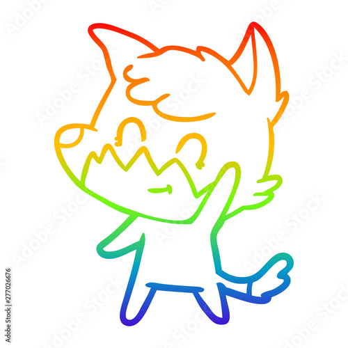 rainbow gradient line drawing cartoon friendly fox