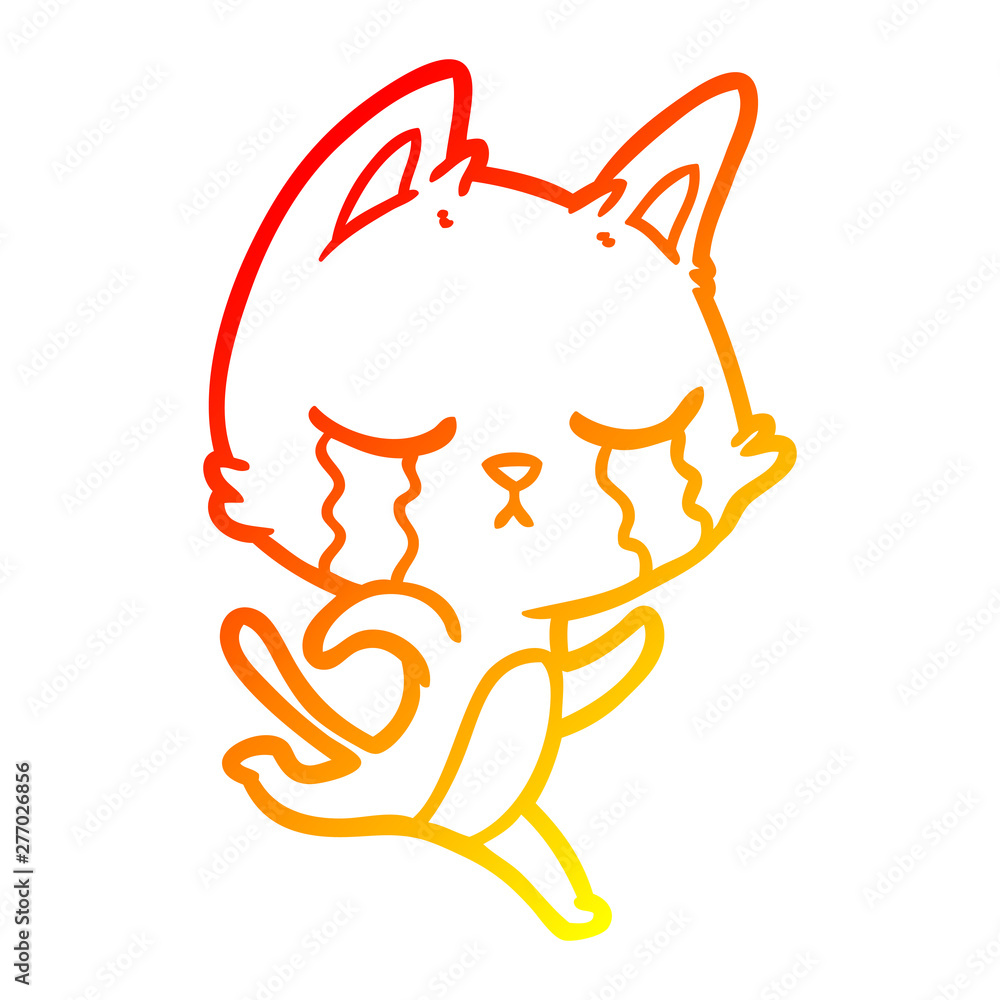warm gradient line drawing crying cartoon cat warm gradient line drawing crying cartoon cat