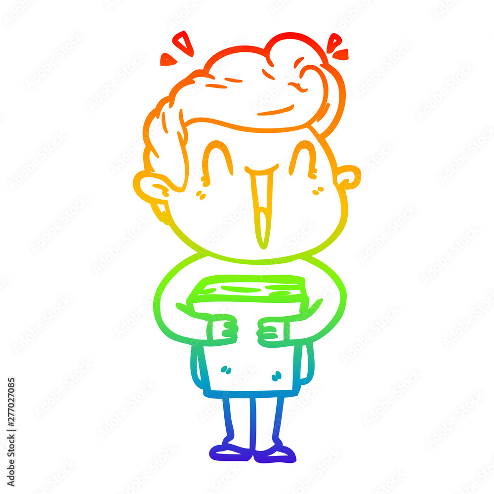 rainbow gradient line drawing cartoon excited man rainbow gradient line drawing cartoon excited man