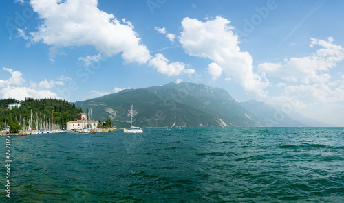 Forte San Nicolo in Riva Del Garda, Italy. Lakeshore of Lago Di Garda on the background