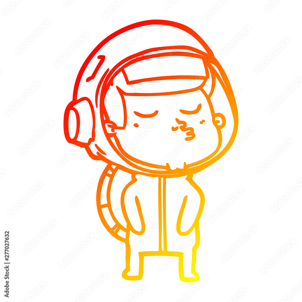 warm gradient line drawing cartoon confident astronaut warm gradient line drawing cartoon confident astronaut
