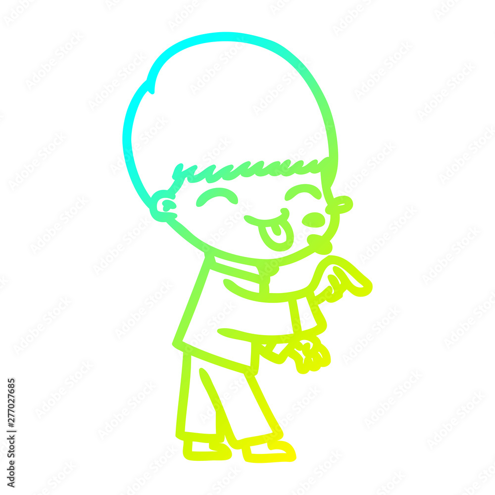 cold gradient line drawing cartoon boy