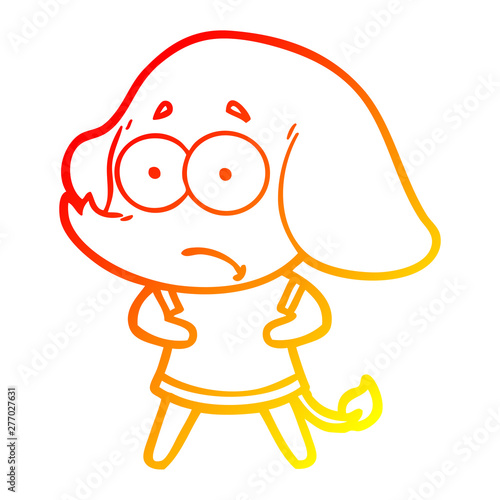 warm gradient line drawing cartoon unsure elephant