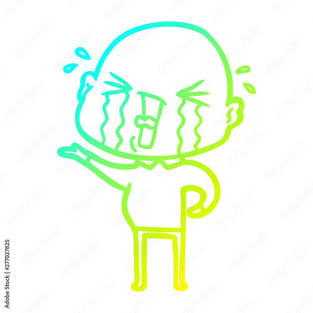 cold gradient line drawing cartoon crying bald man cold gradient line drawing cartoon crying bald man