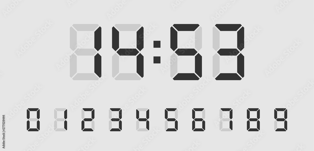 Vecteur Stock Digital clock number set. Electronic figures. Vector  illustration. | Adobe Stock