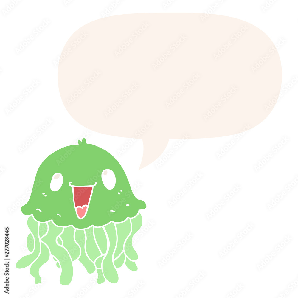 cartoon jellyfish and speech bubble in retro style cartoon jellyfish and speech bubble in retro style