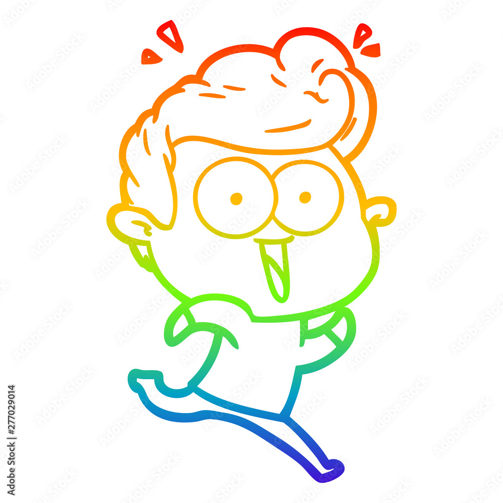 rainbow gradient line drawing cartoon excited man rainbow gradient line drawing cartoon excited man