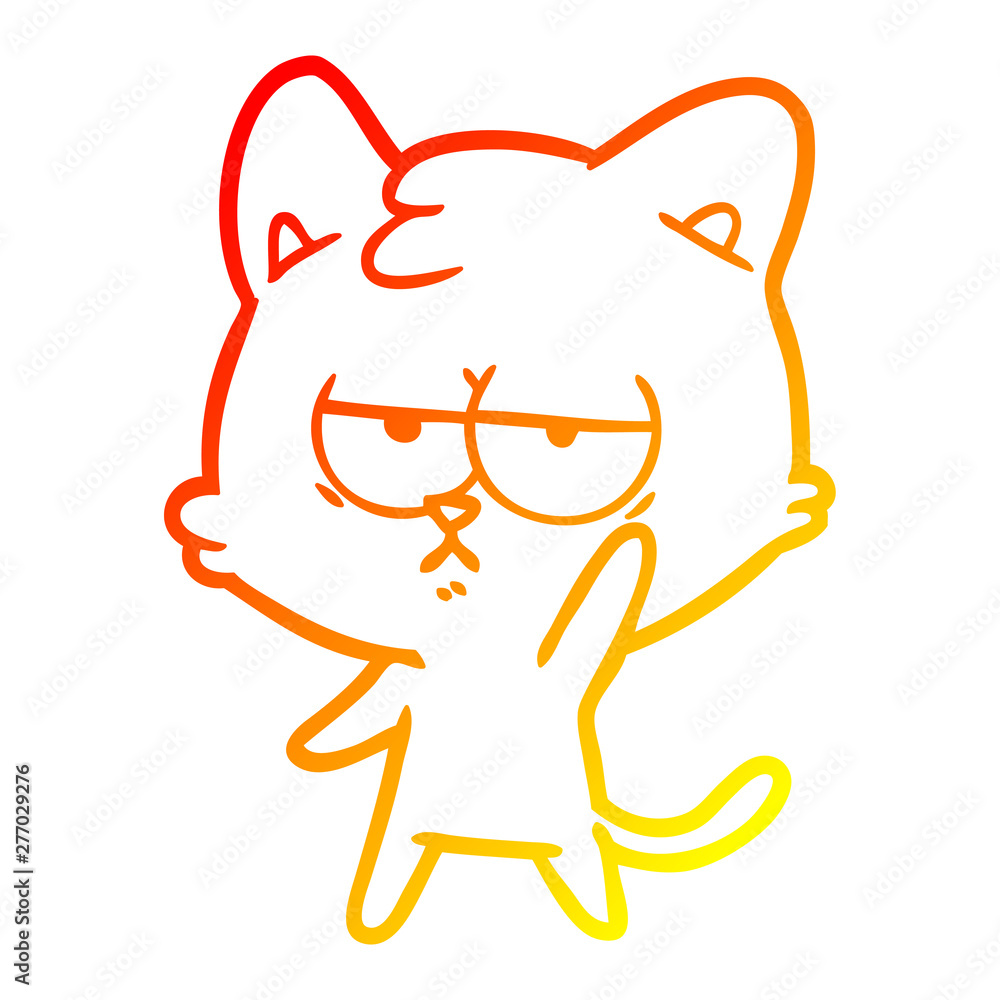 warm gradient line drawing bored cartoon cat warm gradient line drawing bored cartoon cat