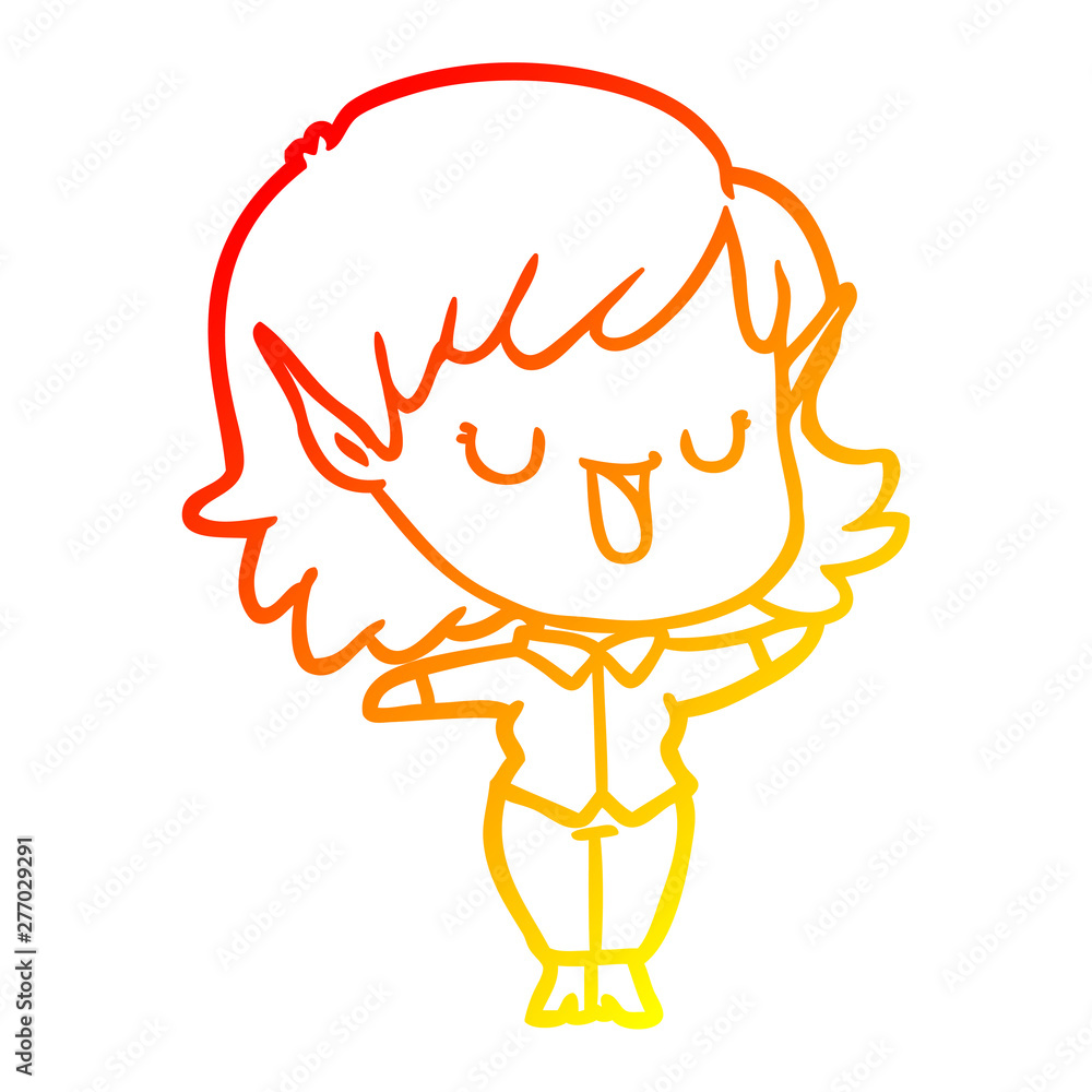 warm gradient line drawing cartoon elf girl warm gradient line drawing cartoon elf girl