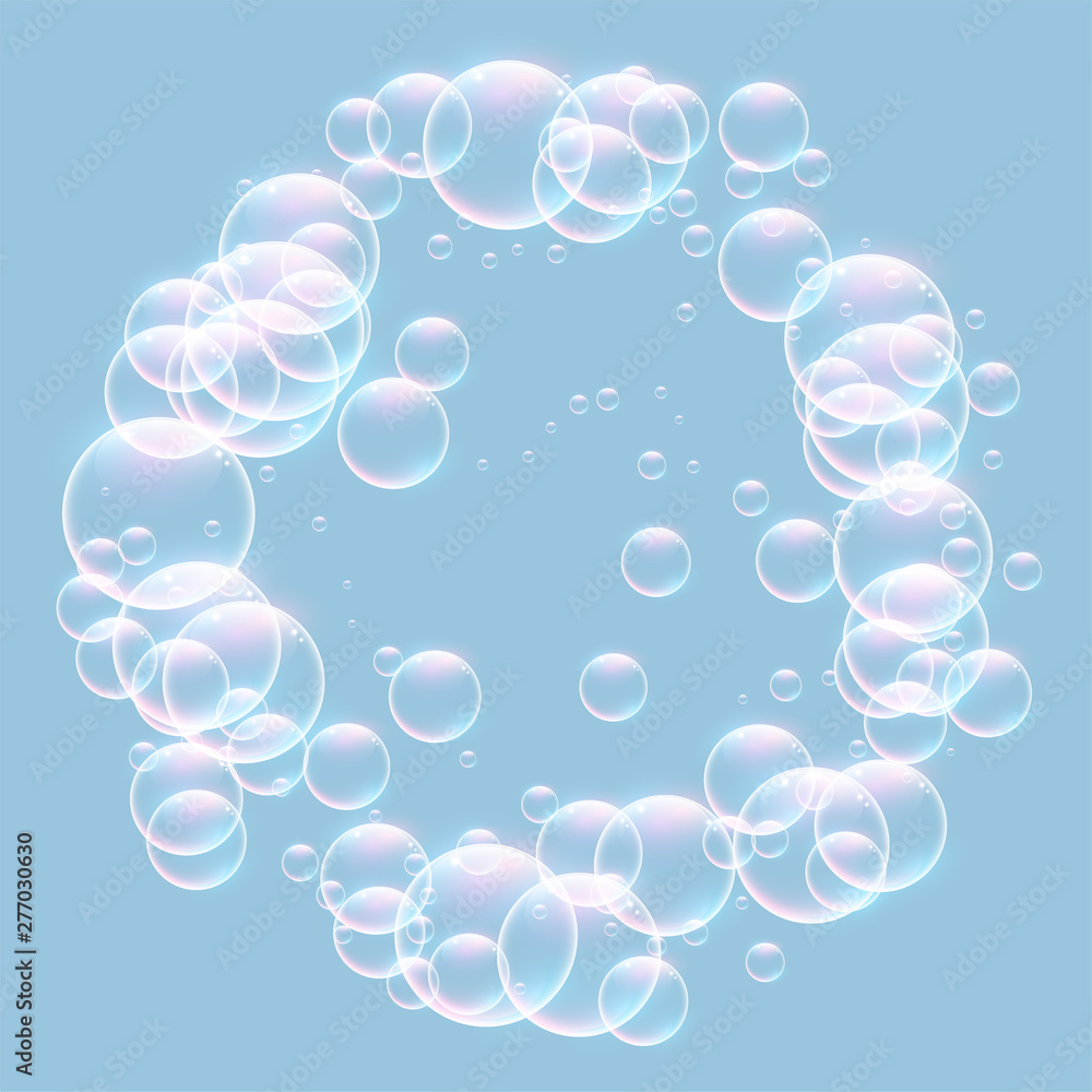 realistic bubbles frame with text space