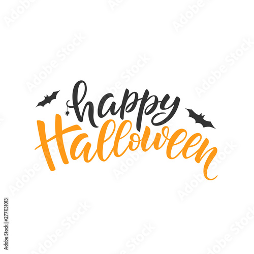 Happy Halloween lettering, vector brush calligraphy. Handwritten Halloween typography print.