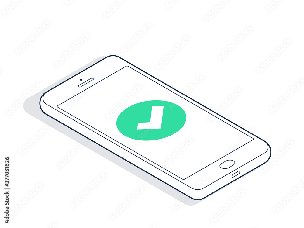 Isometric phone with checkmark. Vector illustration Isometric phone with checkmark. Vector illustration