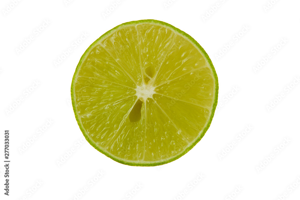 slice fresh lime on white slice fresh lime on white