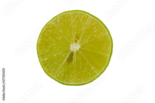 slice fresh lime on white