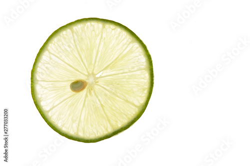 slice fresh lime on white