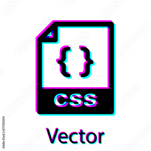 Black CSS file document icon. Download css button icon isolated on white background. CSS file symbol. Vector Illustration