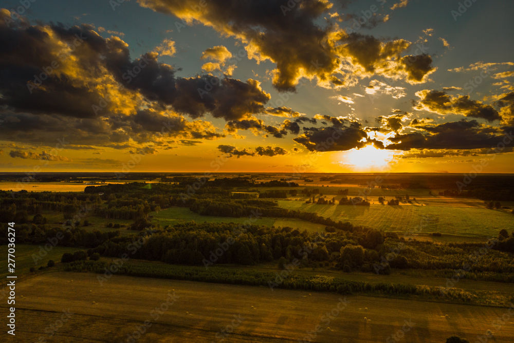 Fototapeta premium Aerial landscape - summer fields and forests