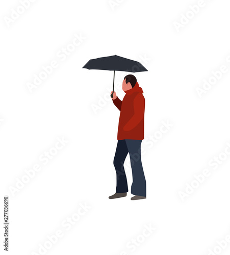 a man with an open umbrella in his hand