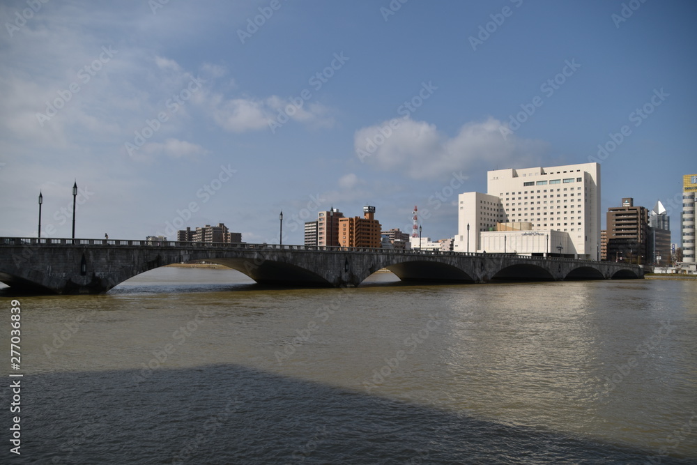 The view of downtown in Niigata City, Japan