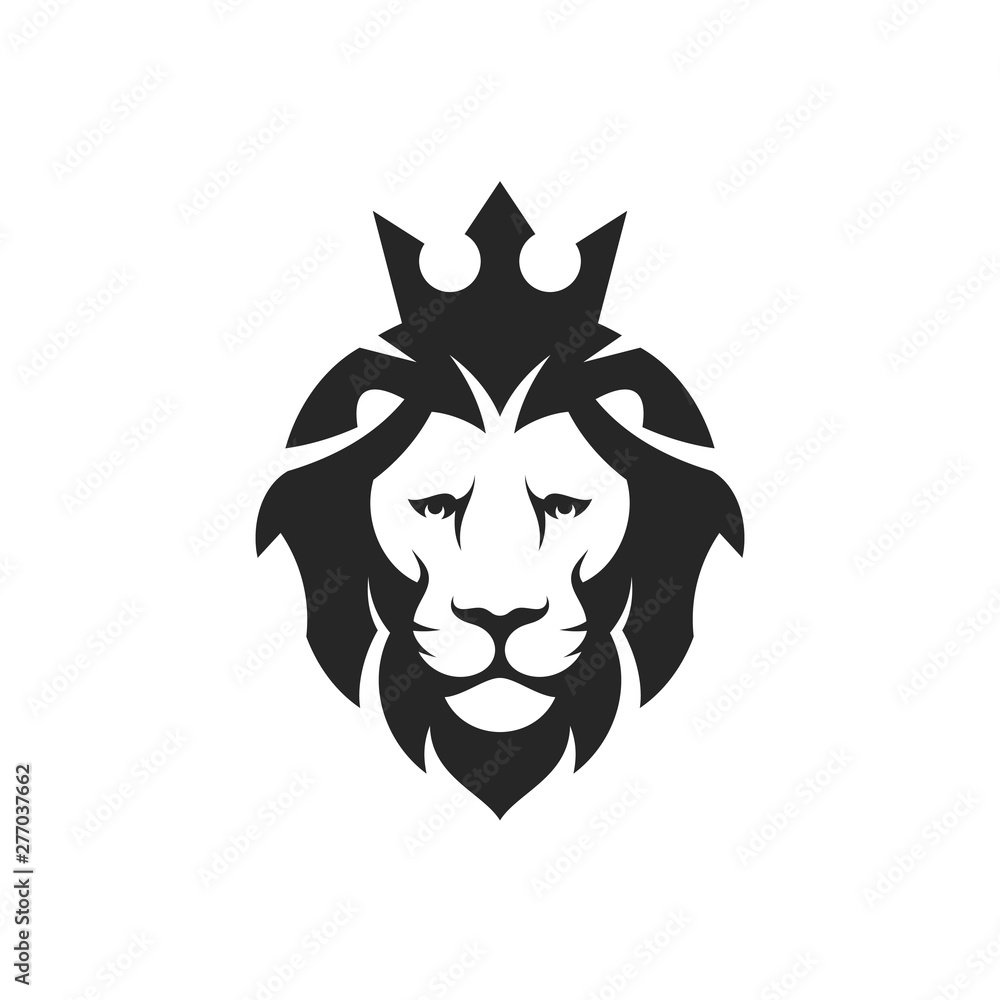 Lion head with crown. Logo. King lion on white background Stock Vector |  Adobe Stock