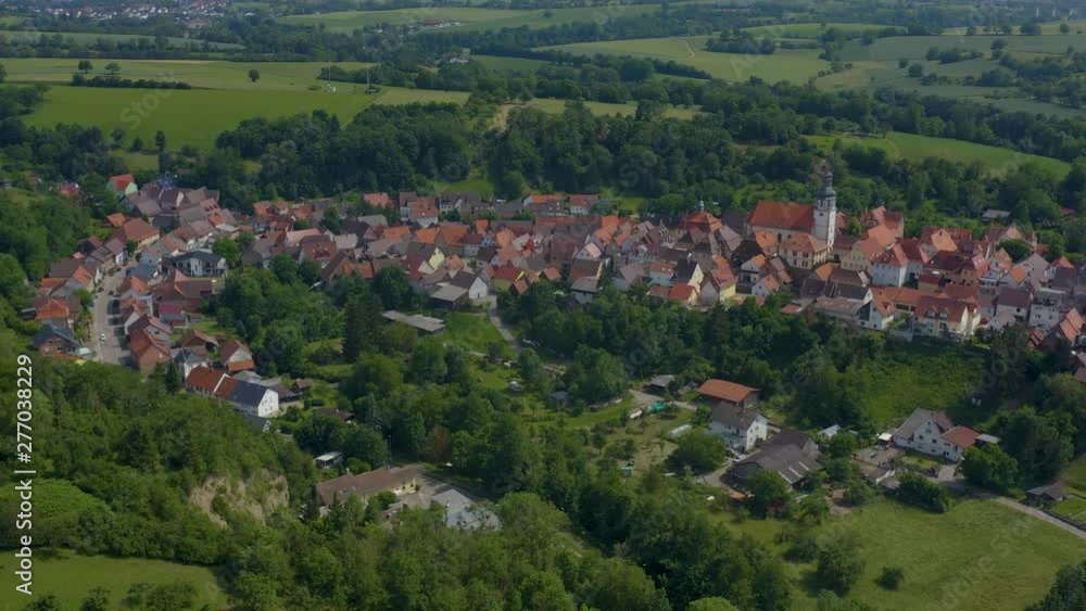 Aerial of the old town Gochsheim in Germany. Wide view with ascending and pan to the right. Aerial of the old town Gochsheim in Germany. Wide view with ascending and pan to the right.