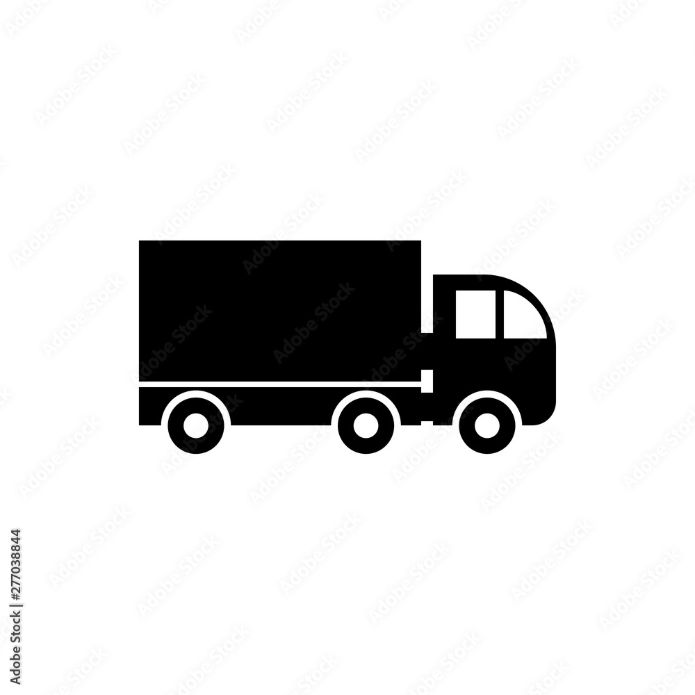 Vector, flat image of a truck with the ability to transport goods up to ten tons. Isolated, contour truck icon in black Vector, flat image of a truck with the ability to transport goods up to ten tons. Isolated, contour truck icon in black