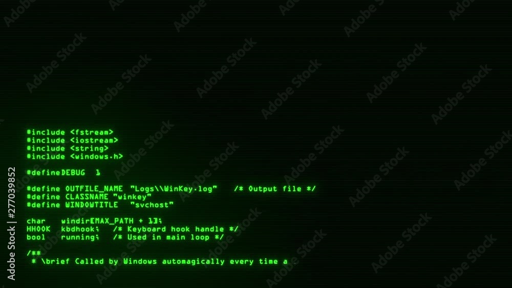 Green Keylogger C++ Code on Screen Motion Graphic Background V2 Green Keylogger C++ Code on Screen Motion Graphic Background V2