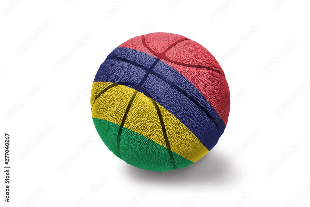 basketball ball with the national flag of mauritius on the white background basketball ball with the national flag of mauritius on the white background