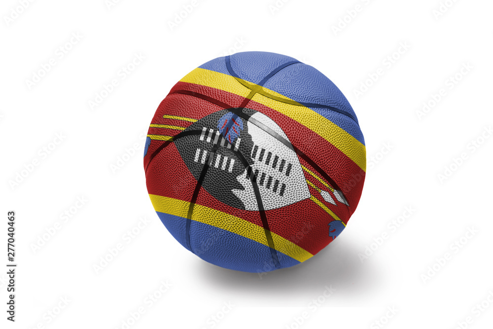 Obraz premium basketball ball with the national flag of swaziland on the white background