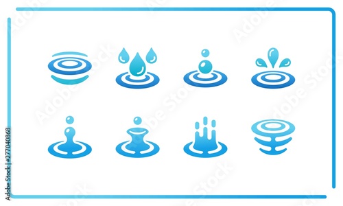 colorful and gradient water and ripple icon set,vector and illustration