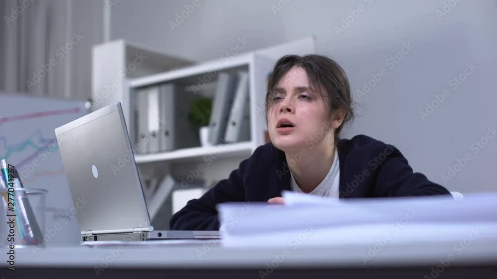 Lady in business suit suffering strong depression, professional burnout, stress Lady in business suit suffering strong depression, professional burnout, stress