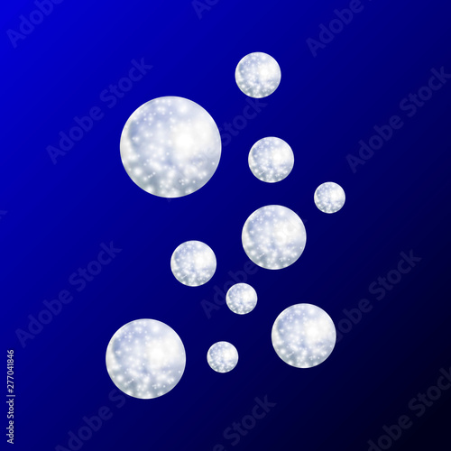 Vector Underwater Bubbles 3D Colorful Illustration, Bright Blue Background, Deep Ocean Concept.