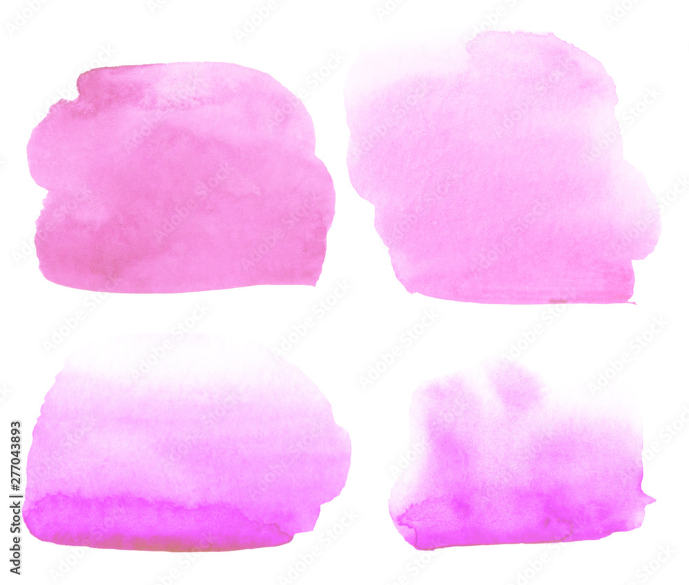 set of light romantic delicate pink, purple, lilac background painted with watercolor on white paper set of light romantic delicate pink, purple, lilac background painted with watercolor on white paper