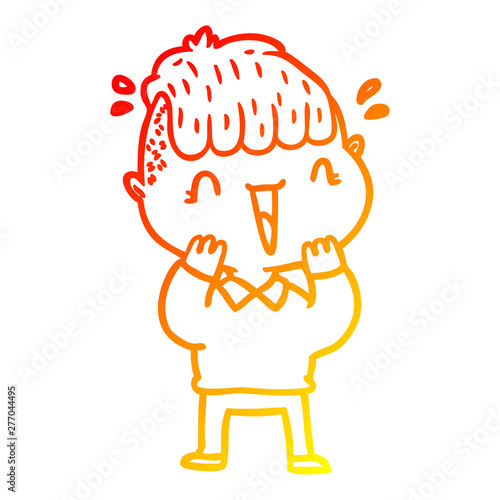 warm gradient line drawing cartoon happy boy surprised