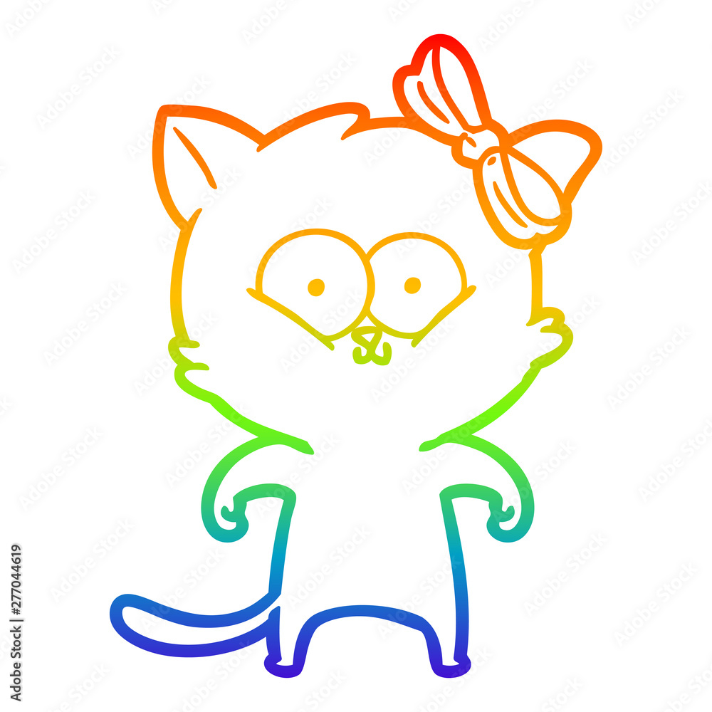 rainbow gradient line drawing cartoon cat rainbow gradient line drawing cartoon cat