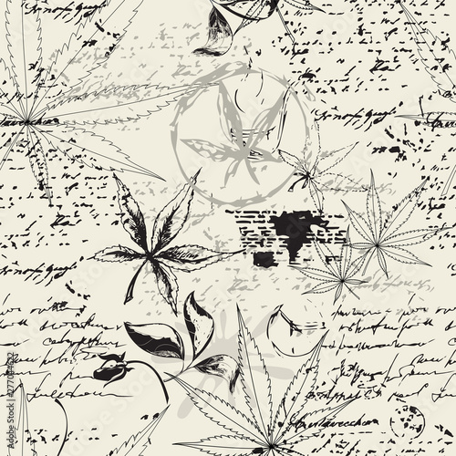 Marijuana, cannabis. Seamless pattern.