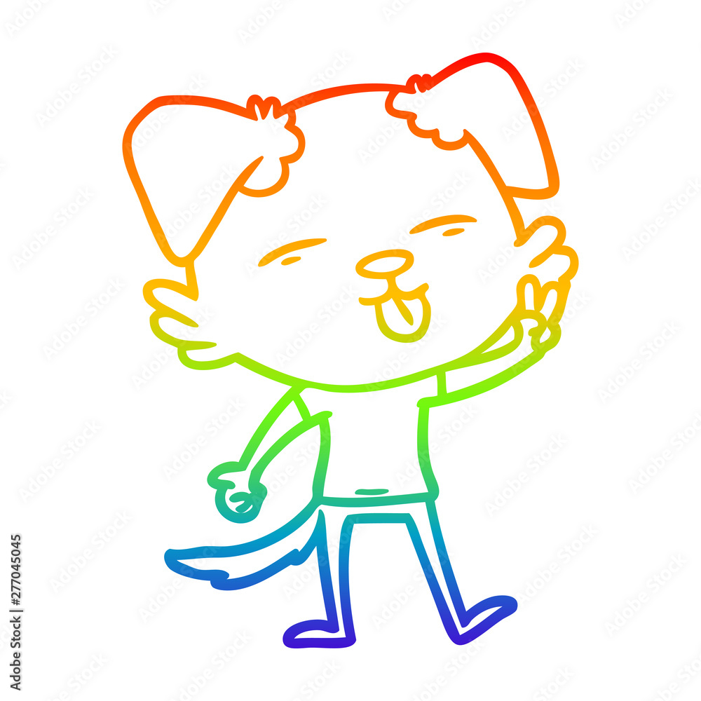 rainbow gradient line drawing cartoon dog sticking out tongue rainbow gradient line drawing cartoon dog sticking out tongue